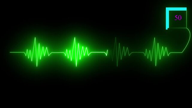 Digital Neon Heart Rate Monitor Signal Animation &ndash; Medical Technology Concept