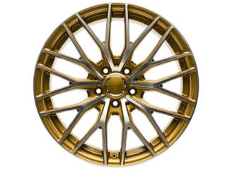Gold alloy wheel isolated on transparent background