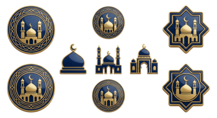 Islamic Mosque Icons, Ramadan Mubarak, Eid Celebration, Muslim Culture, Religious Symbols