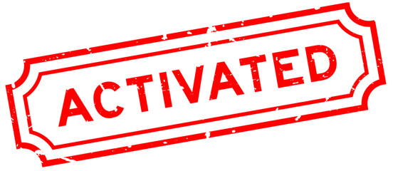 Grunge red activated word rubber seal stamp on white background