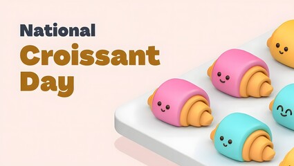 Celebrating national croissant day with cute colorful pastries