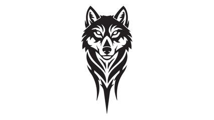 Obraz premium Black and White Stylized Wolf Head Vector Illustration
