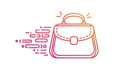 Stylish handbag with digital elements and vibrant pink orange gradient