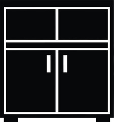 Simple black cabinet icon for home or office furniture storage