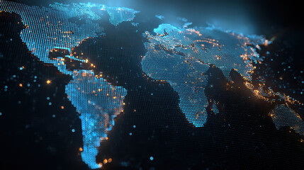Global banking dark corporate world map glow