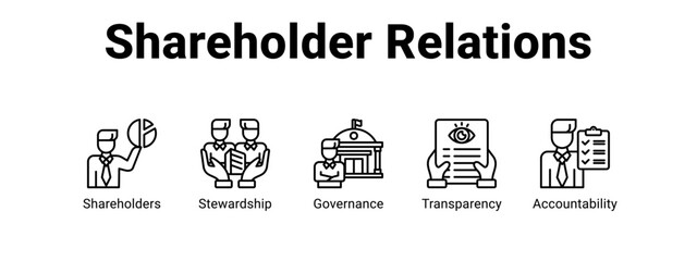 Shareholder Relations web banner icon vector illustration concept for  with icon of Shareholders, Stewardship.