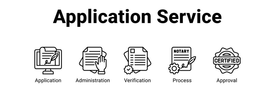 Application Service web banner icon vector illustration concept for  with icon of Application, Administration.