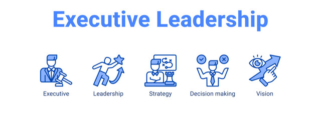 Executive Leadership web banner icon vector illustration concept for  with icon of Executive, Leadership, Strategy.