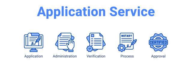 Application Service web banner icon vector illustration concept for  with icon of Application, Administration.