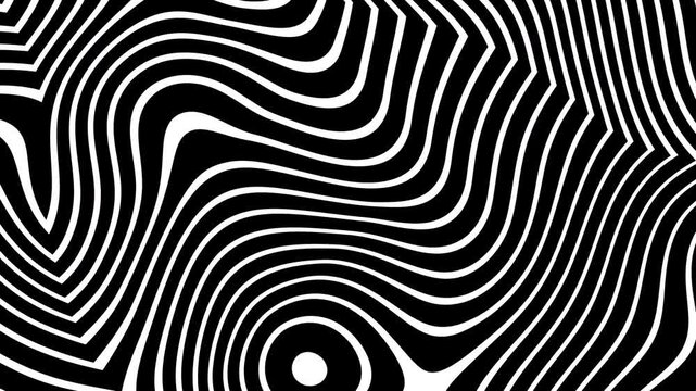 Zebra animation shows black and white optical illusion zebra stripe pattern moving seamlessly.