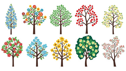 Colorful Decorative Trees Collection: Spring & Summer Seasons