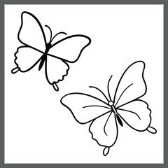 Fototapeta premium Artistic Butterfly Line Drawing Set