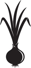 Onion silhouette with leaves