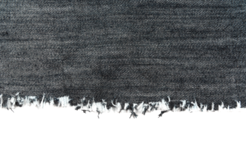Piece of torn denim on a white background. Denim texture