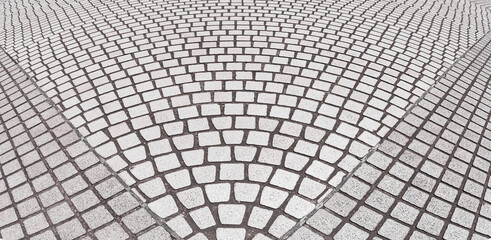 Brick floor pattern in public park, outdoor background