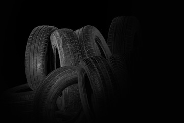 old worn damaged tire isolated