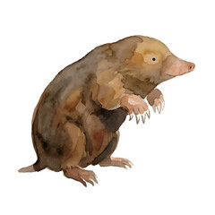 Watercolor-style mole illustration／モグラ