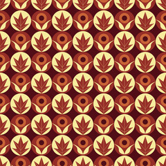 Retro Geometric Floral Leaf Detailed Seamless Repeat Surface Pattern