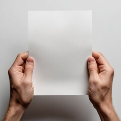 Obraz premium Hands holding paper sheet isolated on white background