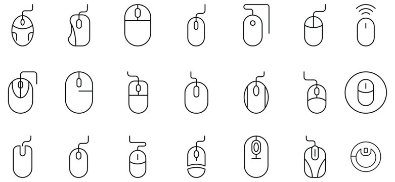 Set of simple icons on a theme Computer mouse, control, gestures , vector, set. White background vector .