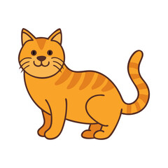Cute Cartoon Orange Cat Illustration on Transparent Background