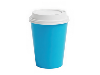 Blue coffee cup with lid isolated on transparent background