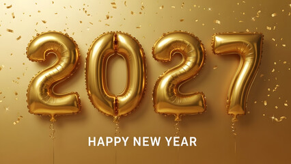 Golden new year's greeting with shiny 2027 and happy new year text