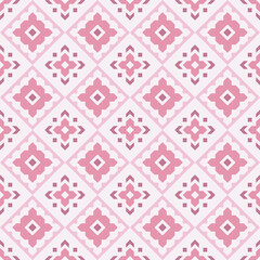 Geometric Flat Decorative Tile Pattern with Pink Color Scheme Ornament