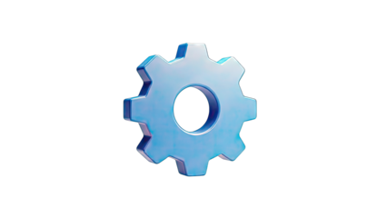 Blue Gear Icon Isolated on White Background