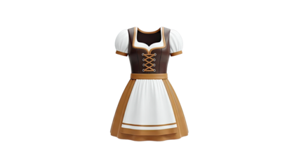 Brown and white Dirndl dress with apron