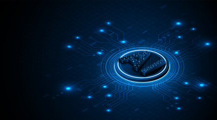 Digital technology of the future. AI icon or artificial intelligence symbol. Future advanced artificial intelligence technology circuit board concept