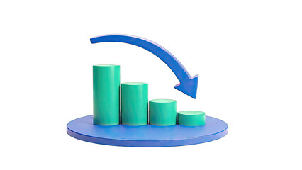 Declining Bar Chart with Downward Arrow