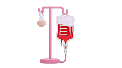 IV Bag with Red Fluid on Pink Stand