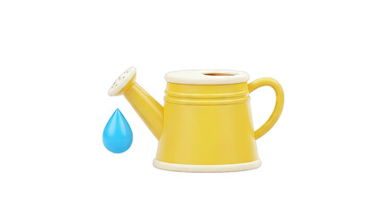 Yellow Watering Can with Blue Water Droplet