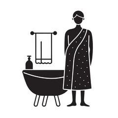 Cozy Bathroom Towel Wrap Self Care Moment Silhouette