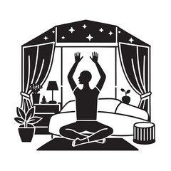 Cozy Bedroom Morning Routine And Preparation Silhouette