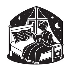 Cozy Bedroom Reading At Night Silhouette