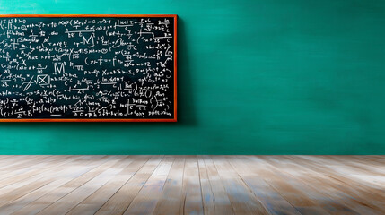 STEM Educator Still Life with Geometric Formulas on Chalkboard Fragment, Minimalist Educational Concept