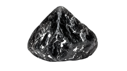 A teardrop shaped crystal or mineral specimen with a smooth surface and sharp point