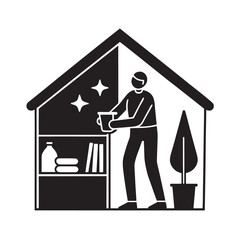 Everyday Home Tidying Cozy Lifestyle Silhouette