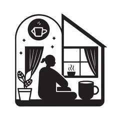 Home Coffee Morning Cozy Routine Silhouette