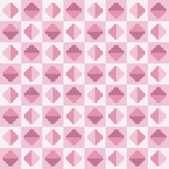 Minimalist Geometric Flower Shape in Pink Hues Repeating Pattern Background