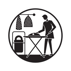 Ironing Clothes Cozy Lifestyle Daily Routine Silhouette