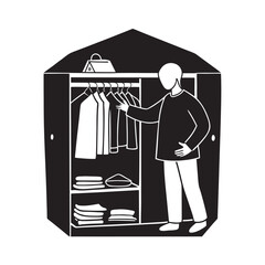 Organizing Closet Cozy Home Daily Routine Silhouette