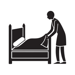 Making Bed Cozy Morning Preparation Silhouette