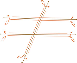 An isolated vector illustration of red and white metal arrows designed as a medieval weapon tool or needle object on a white background with no people