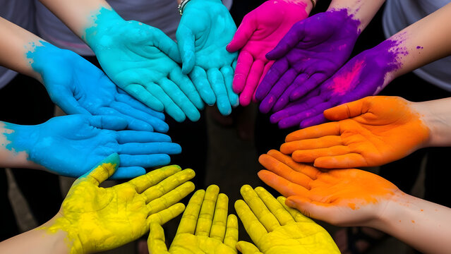 Colorful Hands Unity Celebration Concept