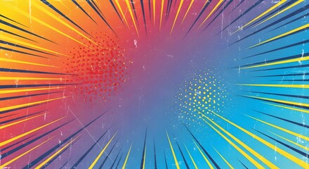 A vibrant and dynamic abstract background with colorful rays and dots