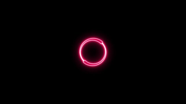 Neon light glowing circle frame animation. Beautiful neon circle frame loading icon. 4k video