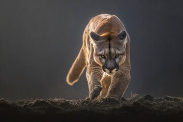 Cougar prowling in its natural habitat, showcasing powerful grace and stealth. Wildlife photography capturing the essence of nature.